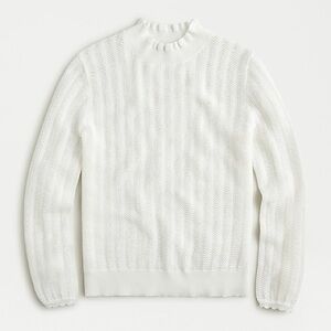 J. Crew - Women’s Pointelle Ruffle Mockneck Sweater - Size Small - White - AK180
